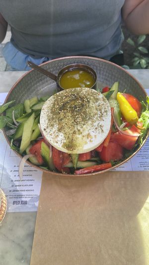 Greek salad (not vegan)  at Motek Café in Miami