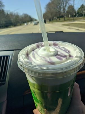 Lavender matcha iced latte at Green Joe Coffee in Schaumburg