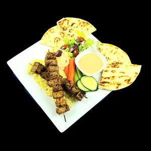 Grilled Tempeh Souvlaki at Theano Vegan Greek & Mediterranean in Austin