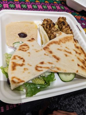 Tempeh platter at Theano Vegan Greek & Mediterranean in Austin