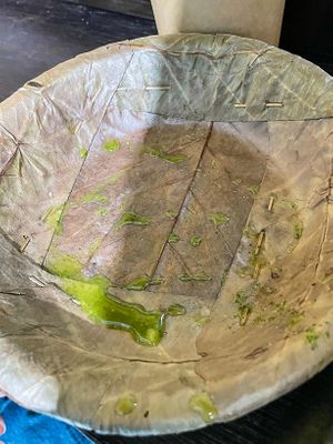 Natural material plate at MOMO Moment 饃饃餃子 in Hong Kong Island