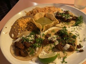 Vegan steak street tacos 🌮   at El Sarape in Shelton