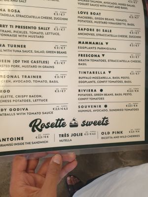 Menu 2023 at Zia Rosetta in Rome