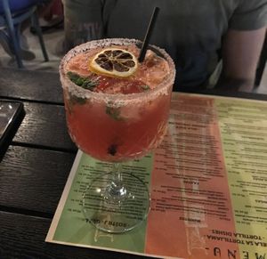 Pink margarita (not vegan) at Chihuahua in Dubrovnik