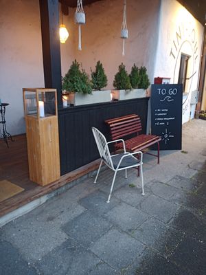 Part of the outside seating at Tiny Soul Cafe & Deli in Kochel Am See