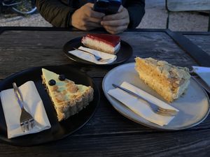 Vegan Cakes: Blueberry Cheescake, Strawberry Coconut, Bienenstich  at Tiny Soul Cafe & Deli in Kochel Am See