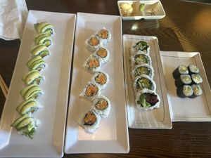 Veg dragon roll, tempura sweet potato roll, vegetable roll, avocado roll   at Ho Sushi Bistro in Everett