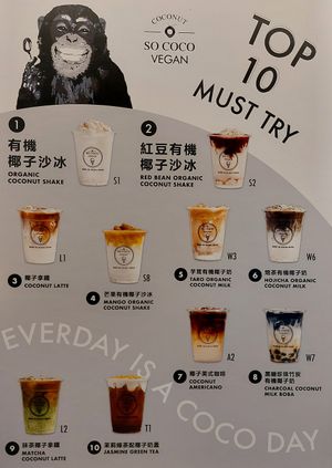 Top 10 Menu at So Coco in Hong Kong Island