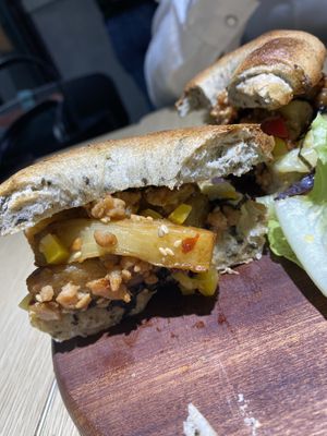 Eggplant bagel at Root Vegan - 本原純素 in Hong Kong Island