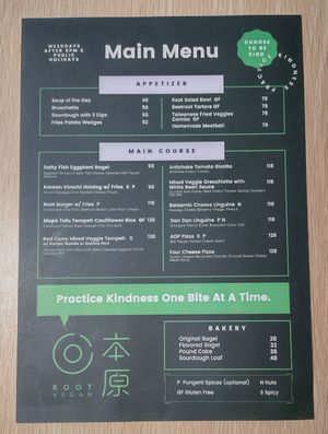 Main Menu (English) at Root Vegan - 本原純素 in Hong Kong Island