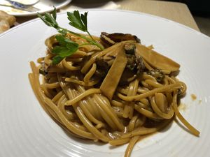 Porcini miso spaghetti  at Root Vegan - 本原純素 in Hong Kong Island