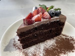 Slice of their daily chocolate cake  at Root Vegan - 本原純素 in Hong Kong Island