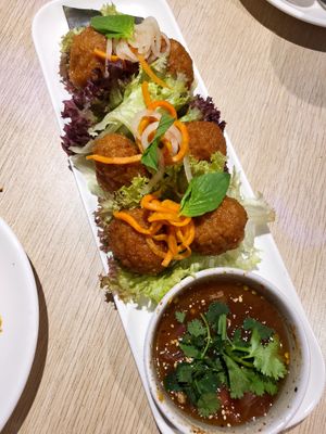 Omni meatballs, yummy sauce at Root Vegan - 本原純素 in Hong Kong Island