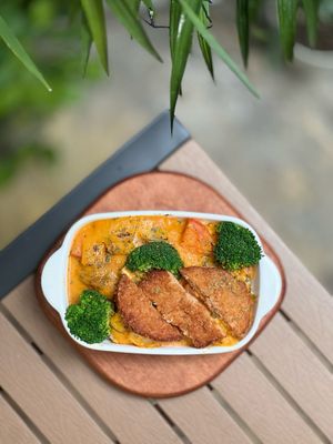 Baked Pork Chop Rice  at Root Vegan - 本原純素 in Hong Kong Island