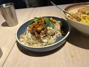 Cauliflower rice and tofu  at Root Vegan - 本原純素 in Hong Kong Island