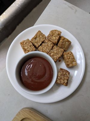 Fried Tempeh with BBQ Sauce at Root Vegan - 本原純素 in Hong Kong Island