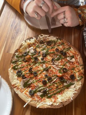 Vegan pizza   at Naked and Sated - Maestro Victoria in Madrid