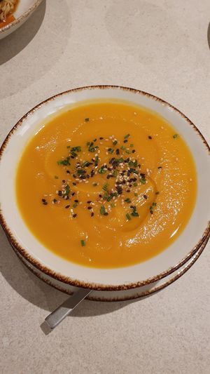 Sopa calabaza con boniato at Naked and Sated - Maestro Victoria in Madrid