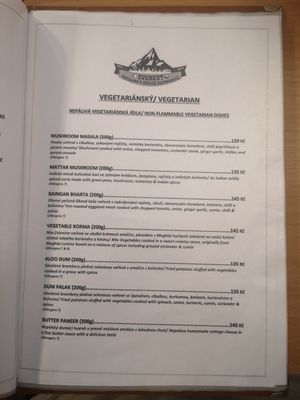 Menue1 at Everest in Znojmo