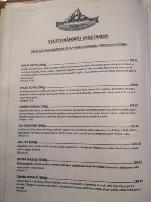 Menue 2 at Everest in Znojmo