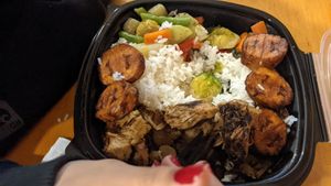 Gluten free jerk stew .... Partially eaten before I took a pic at Natuurlik in Boynton Beach