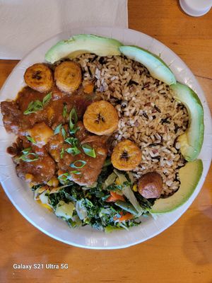 Jackfruit, wild rice, plantains, avacado, and veggies. at Natuurlik in Boynton Beach