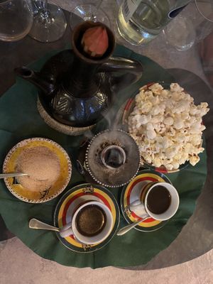 Coffee and popcorn  at Little Ethiopia in Geneva