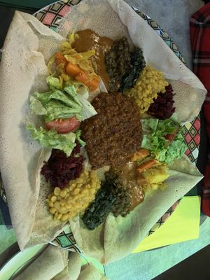 Vegan platter for two  at Little Ethiopia in Geneva