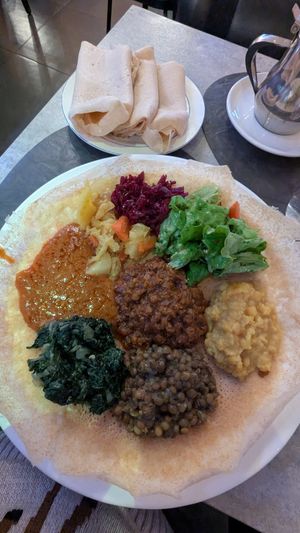 Vegan plate at Little Ethiopia in Geneva