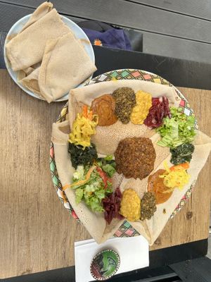 Vegan adult share plate for two  at Little Ethiopia in Geneva
