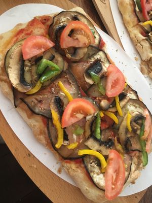 vegan pizza  at Caffe Galeria in Piran