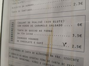Carta at Café Bar El Muelle in Santiago De Compostela