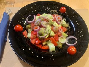 Green salad minus the feta  at Pizzeria Desetka in Cavtat