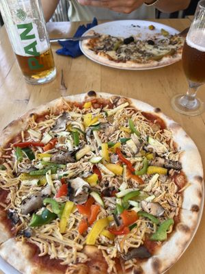 Vegan pizza with grated tofu “cheese"  at Pizzeria Desetka in Cavtat