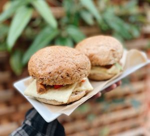 Breakfast sandwhiches with Just Egg patty and Beyond Sausage at The Allenby Coffee Bar in Victoria