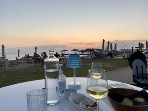 Sunset on the beach  at Rizes in Nikitas