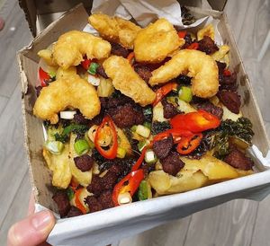 Korean chilli chick'n, with mock scampi at Sea & Earth in Nottingham