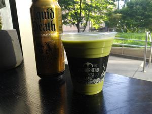Pistachio mylk match and mango sparkling water at Anchorhead Coffee in Seattle