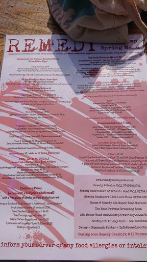 Menu at Remedy - Churchtown in Southport