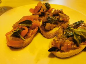 Complimentary starters (vegan) at Lola bar Conil in Conil De La Frontera