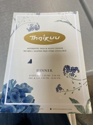 Menu front at Thai Kuu Restaurant in Philadelphia