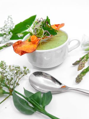 Wild garlic soup at Hotel Restaurant Bahnhof in Giswil