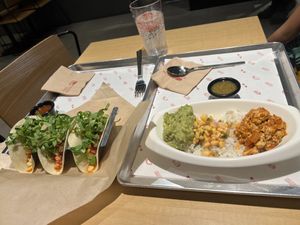 Vegan burrito bowl and vegan tacos  at Cuchara - SFC in Seoul