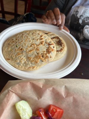 Vegan pupusas mixed veggie and black beans and zucchini and black beans  at Pupusatown in Torrance