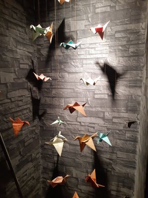 Origami decoration at MOON Sushi & Fusion Food Bar in Belgrade