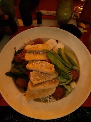 The Buddha bowl with grilled tofu (the quantity is huge, really) at MOON Sushi & Fusion Food Bar in Belgrade
