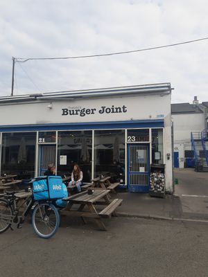 Outside at Tommi's Burger Joint in Copenhagen