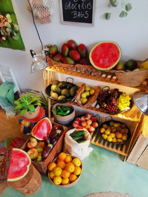 Fresh organic fruit from local producers at Roots in Aljezur