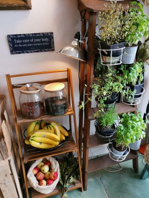 Seeds and aromatic organic seasoning plants at Roots in Aljezur