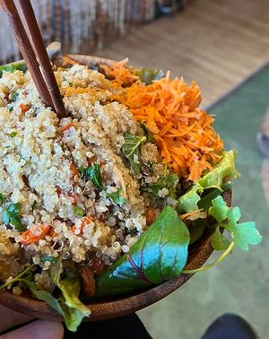 Quinoa tabbouleh salad. Excellent ! #Veganuary at Roots in Aljezur